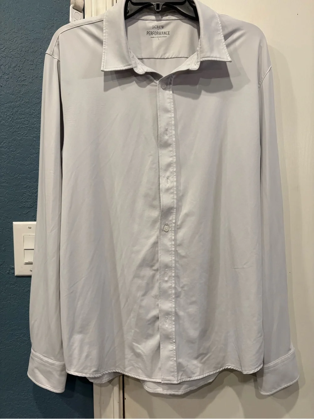 J. Crew Performance Light Gray Men's Long-Sleeve Dress Shirt